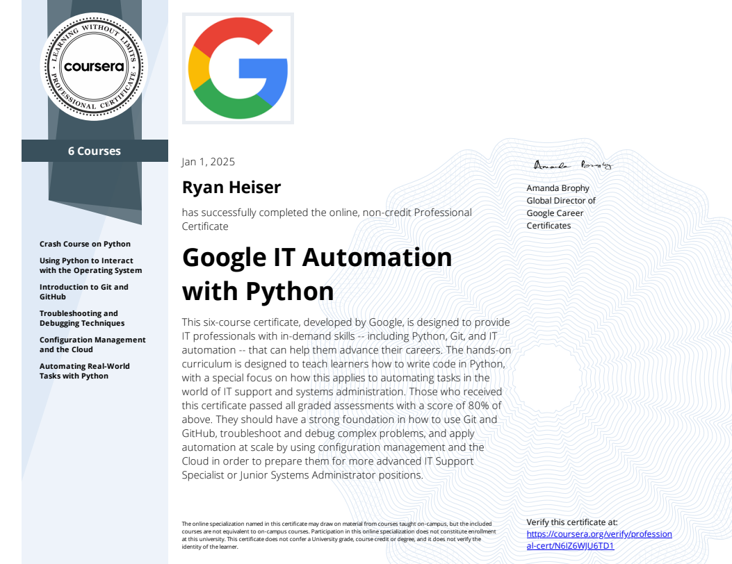 Google IT Automation with Python